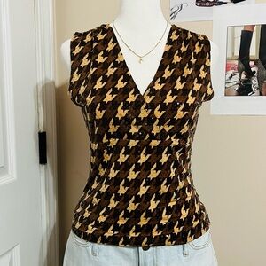 Brown Sequin Houndstooth Tank Top